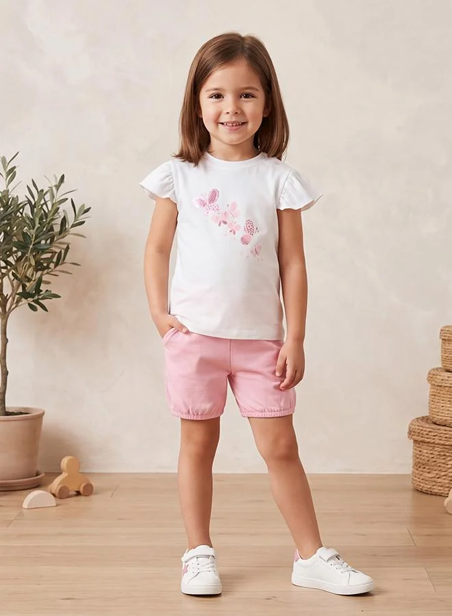 Babies & More Babies & More Newborn Girls Grey Melange Short Sleeve Short Set