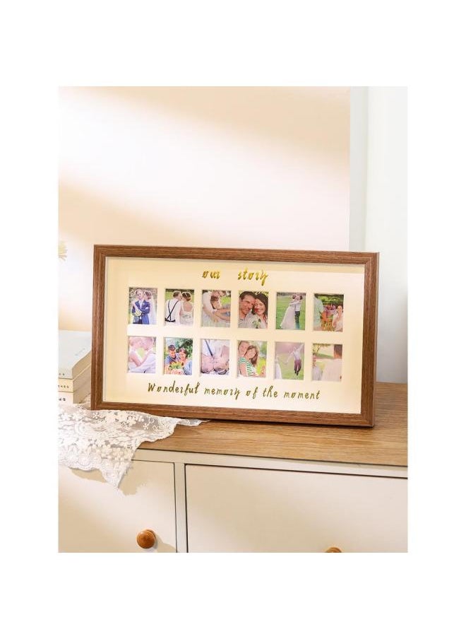 Generic - Baby's One-Year-Old Growth Commemorative Photo Frame Table For Children's Photo Record Creative Birthday Gift Palace Album Hanging Wall-Color:Photo Frame (including Cardboard) - Walnut Color Hollow Style [our Story] - Image 1