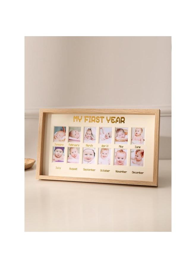 Generic - Baby's One-Year-Old Growth Commemorative Photo Frame Table For Children's Photo Record Creative Birthday Gift Palace Album Hanging Wall-Color:Photo Frame (including Cardboard) - Walnut Color Hollow Style [our Story] - Image 1