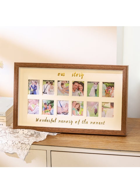 Baby's One-Year-Old Growth Commemorative Photo Frame Table For Children's Photo Record Creative Birthday Gift Palace Album Hanging Wall-Color:Photo Frame (including Cardboard) - Walnut Color Hollow Style [our Story]