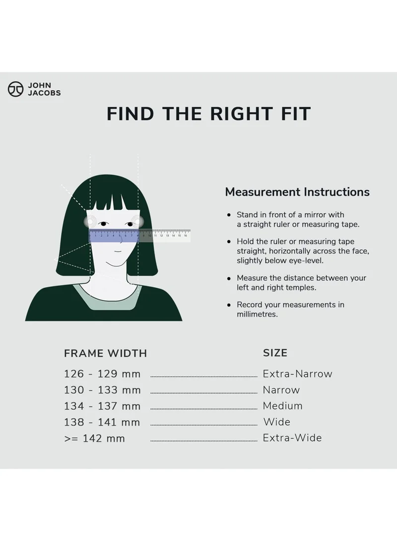 John Jacobs Unisex UV Protection Round Sunglasses - JJ S13993 - Lens Size: 52 Mm