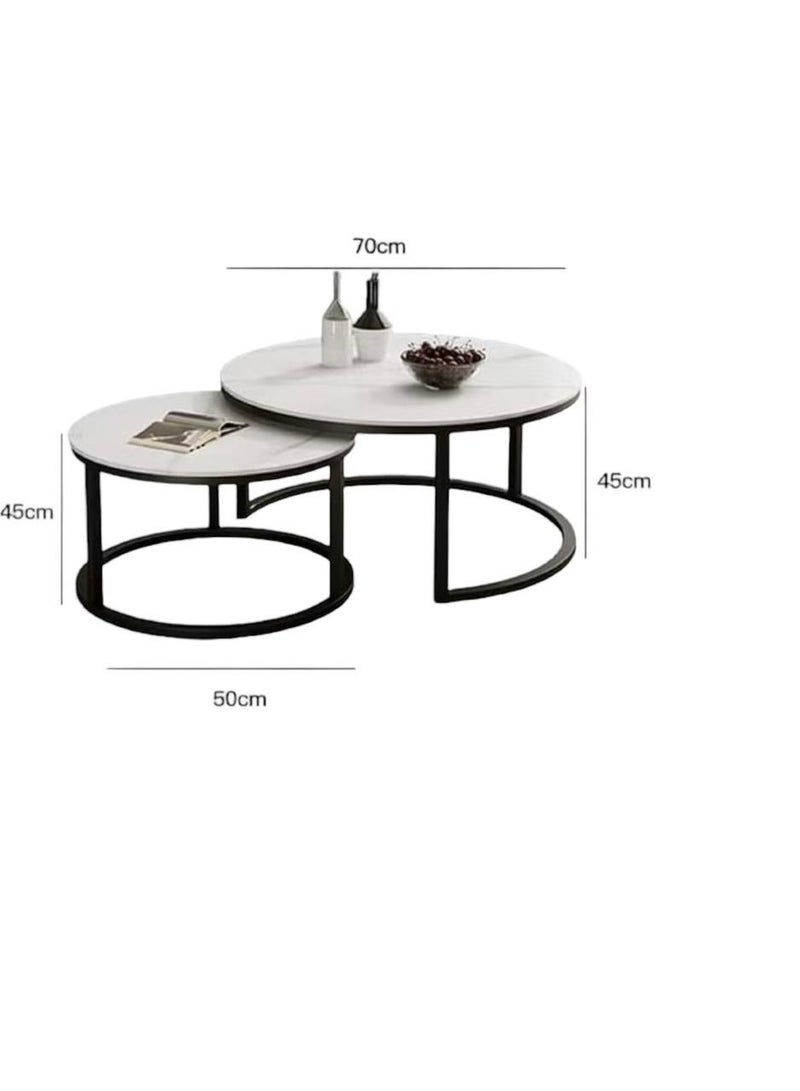 Luxury Home Style Coffee Tables Set Mordern , End Tables for Living Room 2 Round Nesting Tables-EI-202 - Image 4