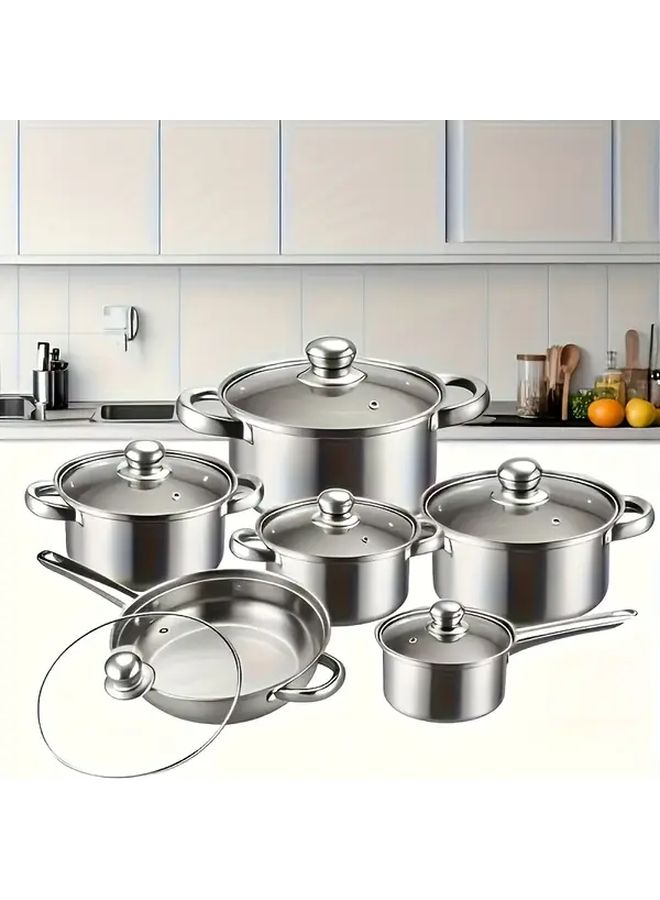 6 Piece Orange Non Stick Cookware Set Stainless Steel Pots And Pans With Lids Saucepan Frying Pan Soup Pot Boiling Pot For All Stoves Durable Easy Clean For Professional Use - Image 4
