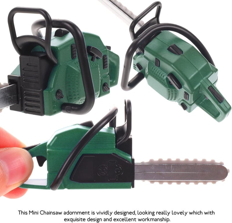 klarako Miniature Chainsaw Toy Mini Chainsaw Model Dollhouse Garden Tool PVC Simulation Chainsaw Prop Forestry Worker Model Photography Props Green - Image 2
