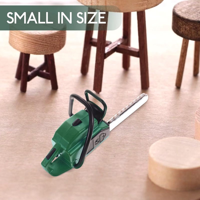 klarako Miniature Chainsaw Toy Mini Chainsaw Model Dollhouse Garden Tool PVC Simulation Chainsaw Prop Forestry Worker Model Photography Props Green - Image 3