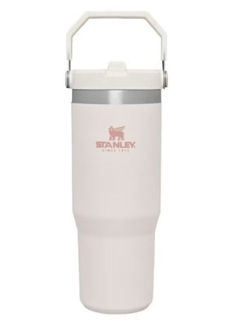 Stanley IceFlow Flip Straw Water Bottle with Straw 0.88L – Leakproof Stainless Steel Travel Bottle with Easy-Carry Handle – BPA-Free, Dishwasher Safe, and Durable – Flip Straw Lid for On-the-Go Sipping – Keeps Drinks Cold for 12+ Hours – White/Cream – Ideal for Gym, Office, or Outdoor Use