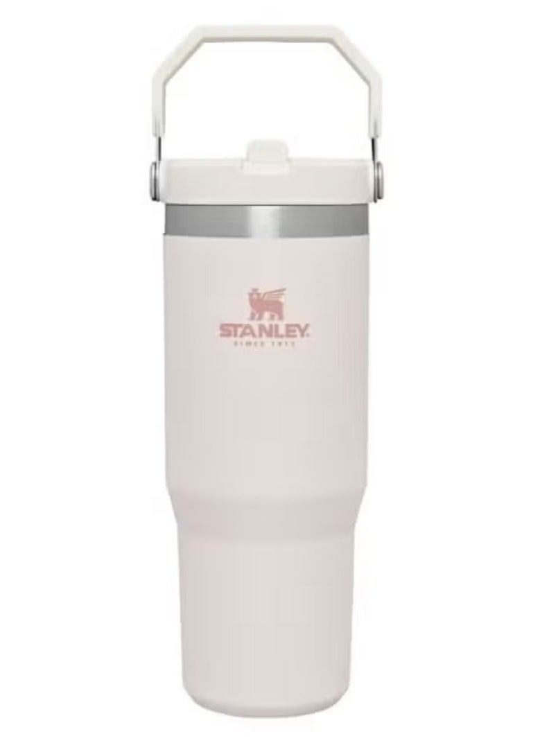 Stanley IceFlow Flip Straw Water Bottle with Straw 0.88L – Leakproof Stainless Steel Travel Bottle with Easy-Carry Handle – BPA-Free, Dishwasher Safe, and Durable – Flip Straw Lid for On-the-Go Sipping – Keeps Drinks Cold for 12+ Hours – White/Cream – Ideal for Gym, Office, or Outdoor Use