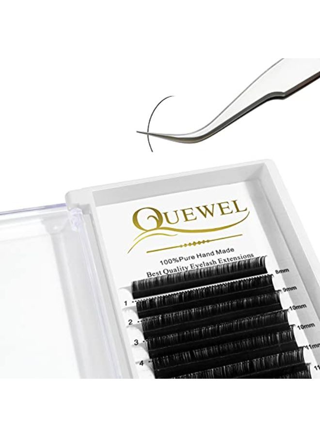 QUEWEL رموش صناعية كلاسيكية | 0.03~0.20 مم | تجعيد C D | طول 8~25 مم | رموش صناعية فردية تجعيد 0.15 D مزيج - 8-14 مم يدوم طويلاً | سهل الاستخدام (0.15 D مزيج - 8-14 مم) - Image 1