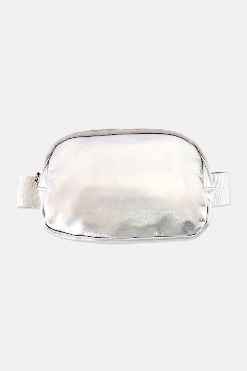 Urban Expressions Women Plain Fanny Bag 19 L x 13 H x 5 W cm Silver - Image 1