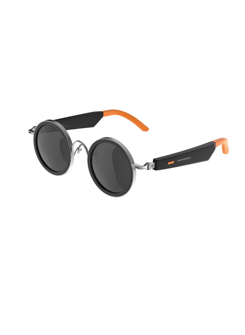 porodo Lifestyle VELORA Smart Sunglasses with UV400 protection Lenses and Open Ear Design / Smart Glasses with Bluetooth Speaker / Dual Stereo Speaker / Sunglasses for Athletic, Outdoor, Sports- Orange/Black  - Image 1