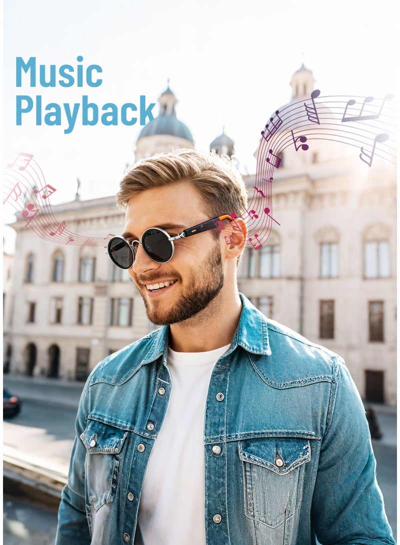 porodo Lifestyle VELORA Smart Sunglasses with UV400 protection Lenses and Open Ear Design / Smart Glasses with Bluetooth Speaker / Dual Stereo Speaker / Sunglasses for Athletic, Outdoor, Sports- Orange/Black - Image 5