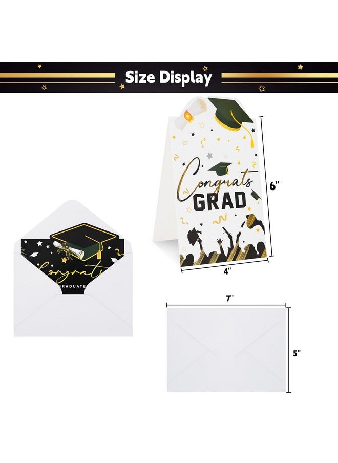 Fighting to Achieve Fighting to Achieve 36 Packs 3D Graduation Cards 2024 with Envelopes, Black and Gold Grad Card-DIY Congrats Grad Card for College & High School Party  - Image 4