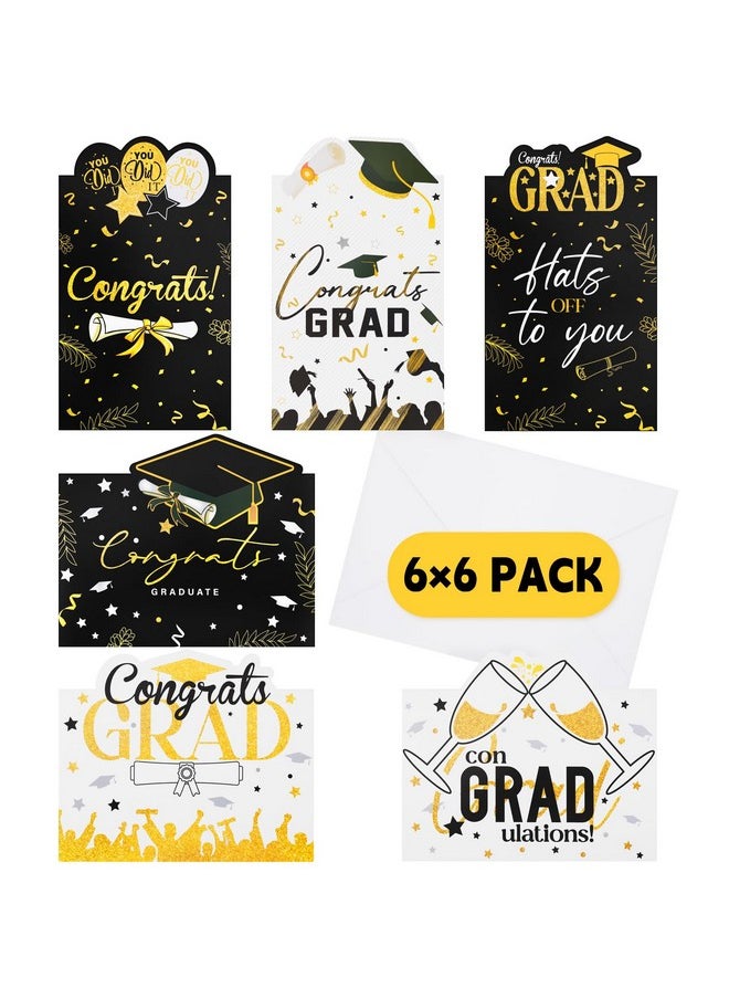 Fighting to Achieve Fighting to Achieve 36 Packs 3D Graduation Cards 2024 with Envelopes, Black and Gold Grad Card-DIY Congrats Grad Card for College & High School Party  - Image 1