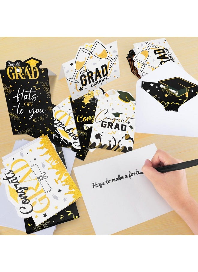 Fighting to Achieve Fighting to Achieve 36 Packs 3D Graduation Cards 2024 with Envelopes, Black and Gold Grad Card-DIY Congrats Grad Card for College & High School Party  - Image 2