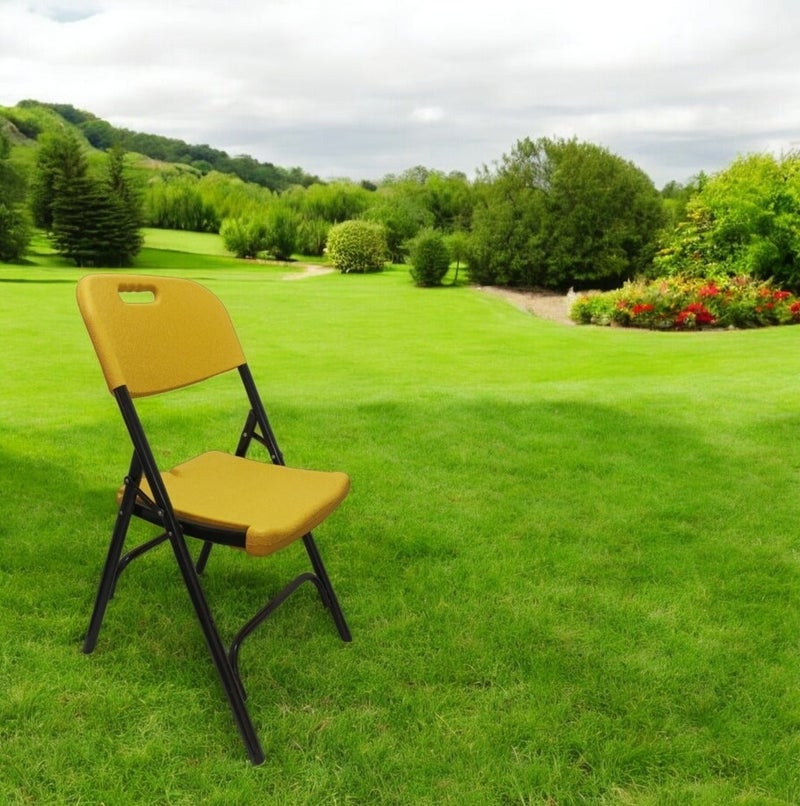 صن بوت كوميرس كرسي قابل للطي محمول - إطار فولاذي متين مع مقعد ومسند ظهر مريحين - أصفر - Image 4