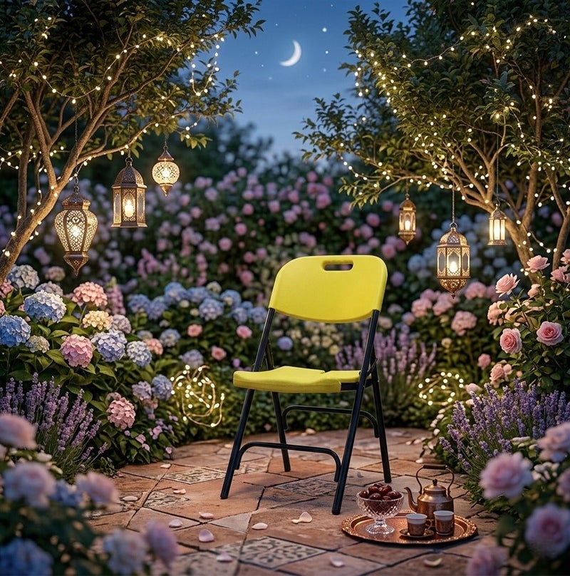 صن بوت كوميرس كرسي قابل للطي محمول - إطار فولاذي متين مع مقعد ومسند ظهر مريحين - أصفر - Image 5