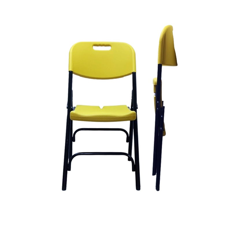 صن بوت كوميرس كرسي قابل للطي محمول - إطار فولاذي متين مع مقعد ومسند ظهر مريحين - أصفر - Image 1