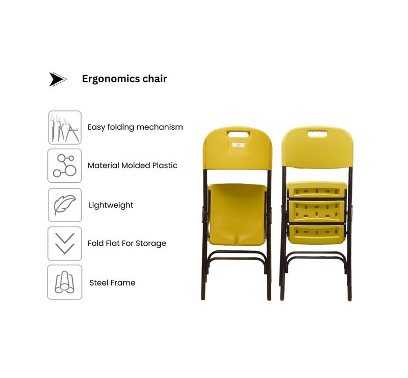 صن بوت كوميرس كرسي قابل للطي محمول - إطار فولاذي متين مع مقعد ومسند ظهر مريحين - أصفر - Image 3