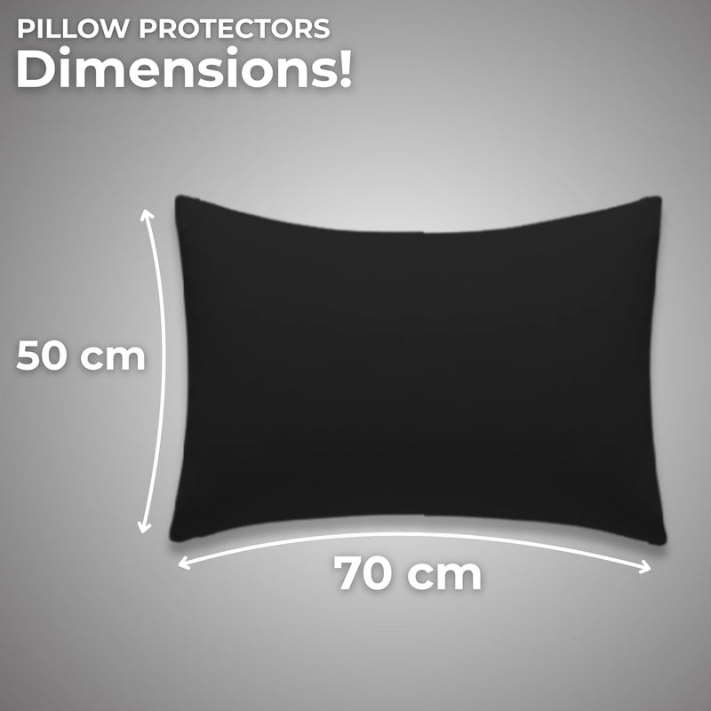 MUSA MUSA® Pillow Covers Pack of 4 for Bedrooms & Guest Rooms | Wrinkle Free Pillow Protectors with 300 Cotton TC & Zipper Closure - Dust Mite & Bed Bug Proof Pillowcases Standard (Black, 50 x 70cm) - Image 2