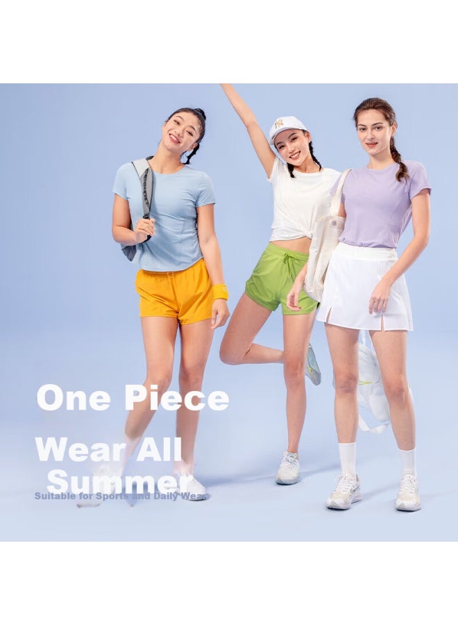 Vfu Women's Sports Short Sleeve T-shirt Sun Protection Quick-dry Fitness Cool Running Tee Sky Blue S - Image 4