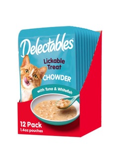 Hartz Hartz Delectables Chowder Lickable Wet Cat Treats for Kitten, Adult & Senior Cats, Tuna & Whitefish, 12 Count  - Image 1