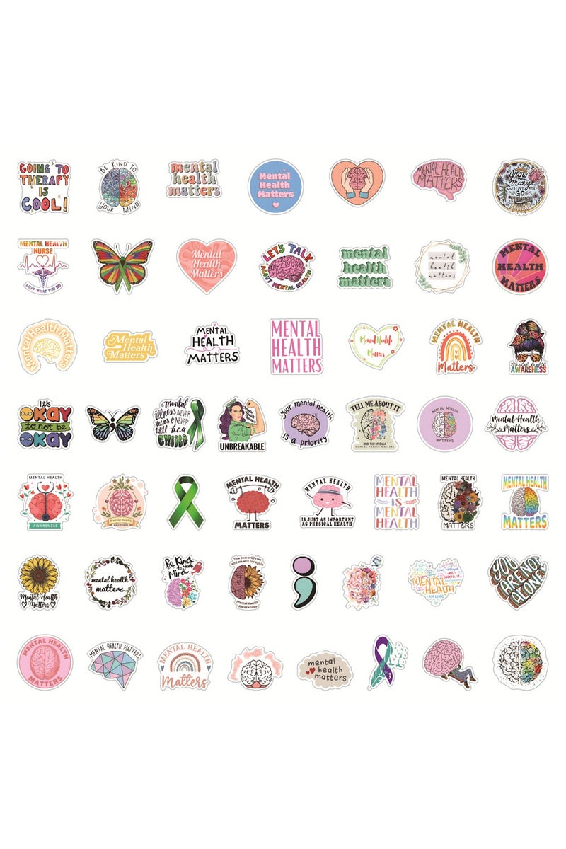 ORAINBOW 50PCS Mental Health Stickers Water Bottle Stickers Laptop Stickers Skateboard Stickers Luggage Stickers Case Stickers Waterproof Stickers Gift Stickers DIY Stickers for Kids Teens - Image 4