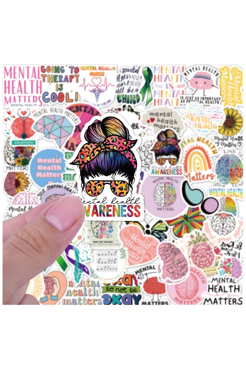 ORAINBOW 50PCS Mental Health Stickers Water Bottle Stickers Laptop Stickers Skateboard Stickers Luggage Stickers Case Stickers Waterproof Stickers Gift Stickers DIY Stickers for Kids Teens - Image 3