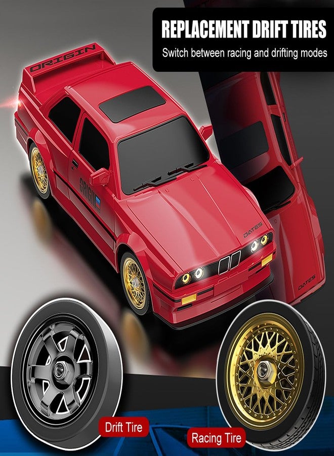 Hitish RC Drift Car for Kids Adults 1:16 Scale 2.4Ghz 4WD High Speed RTR Racing Car 30KM/H with Led Lights Remote Control Vehicle Sport Toy Gifts for Girls Boys, Two Batteries and Drift Tire Included - Image 4