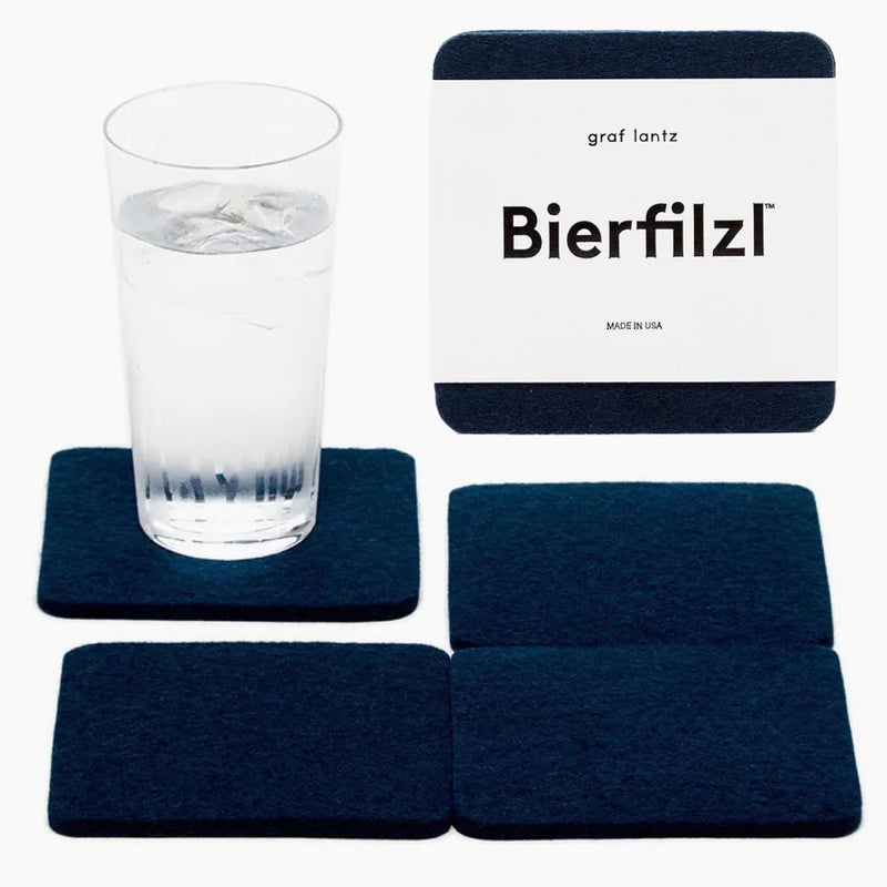 Graf Lantz - Bierfilzl Felt Coasters - Square - 100 ٪ Merino Wool - الرطوبة الفتل - مقاومة للحرارة - مستدامة - ديكور منزلي - امتصاص - هدية Housewarming - 4 Coaster Set - 4 "× 4" "× 5 مم - البحرية - Image 1