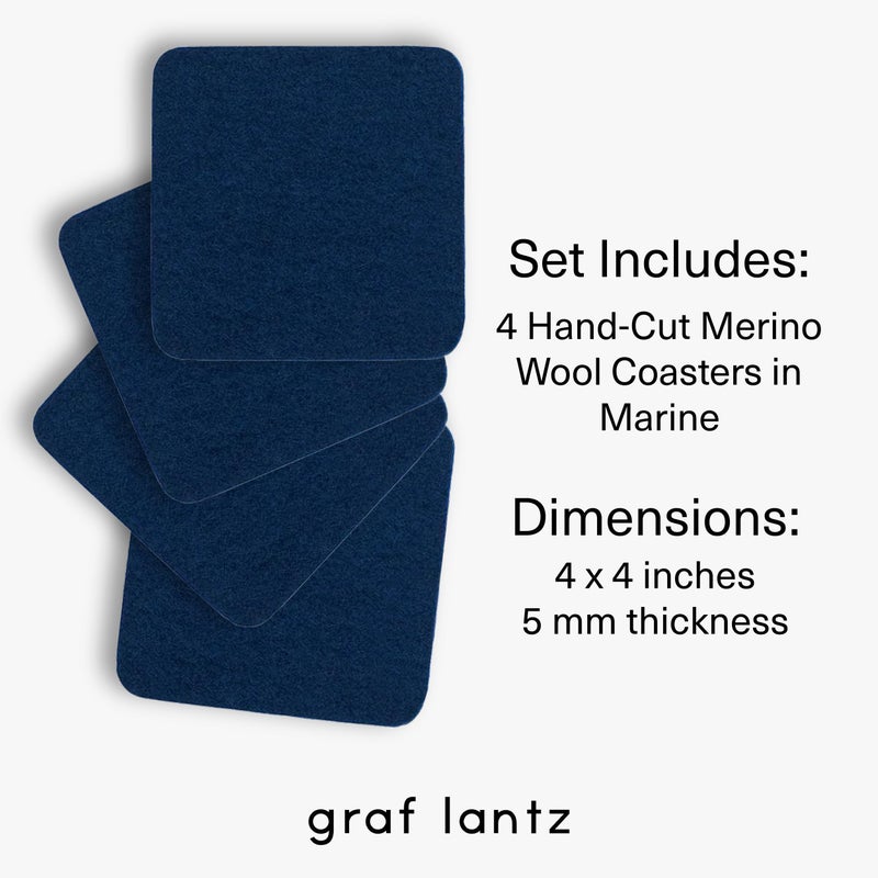 Graf Lantz - Bierfilzl Felt Coasters - Square - 100 ٪ Merino Wool - الرطوبة الفتل - مقاومة للحرارة - مستدامة - ديكور منزلي - امتصاص - هدية Housewarming - 4 Coaster Set - 4 "× 4" "× 5 مم - البحرية - Image 4