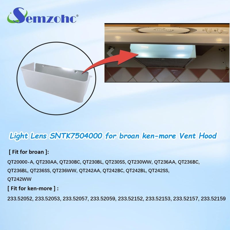 Semzohc بديل عدسة مصباح مروحة التهوية SNTK7504000 يحل محل الموديلات SNTK7504000، K7613000، K7504000، K7613-000، NTK7504000، 949658، AP3378324 المستخدمة في مروحات التهوية من Broan&Kenmore. - Image 3