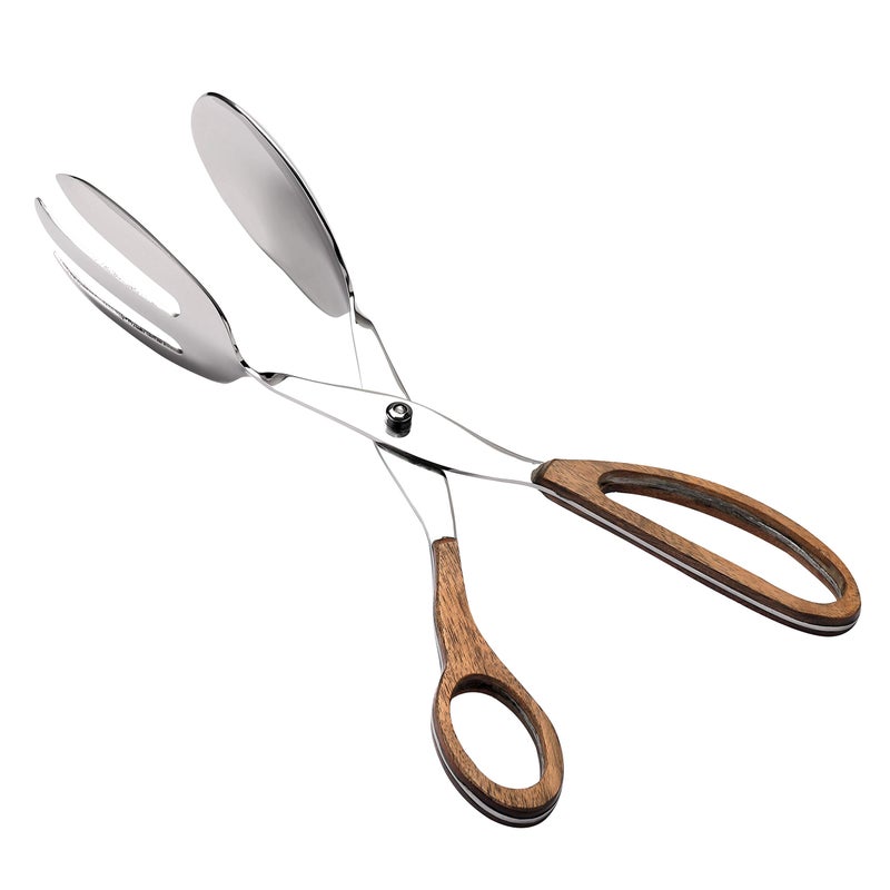 Folkulture Folkulture Tongs for Cooking, Kitchen Tongs, Salad Tongs for Serving, Stainless Steel Tongs, 11.5' Grill Tongs or Cooking Tongs, Heat Resistant Metal Tongs, Serving Tongs, Wooden Tongs, Grilling Tongs  - Image 1