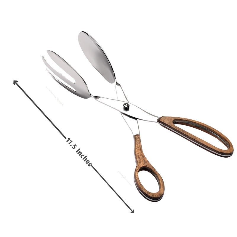 Folkulture Folkulture Tongs for Cooking, Kitchen Tongs, Salad Tongs for Serving, Stainless Steel Tongs, 11.5' Grill Tongs or Cooking Tongs, Heat Resistant Metal Tongs, Serving Tongs, Wooden Tongs, Grilling Tongs  - Image 3