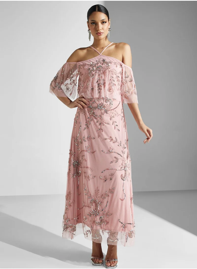 Namshi x Off Shouldered Embellished Dress