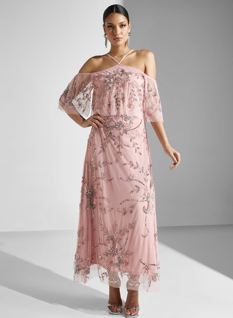 Namshi x Off Shouldered Embellished Dress  - Image 5