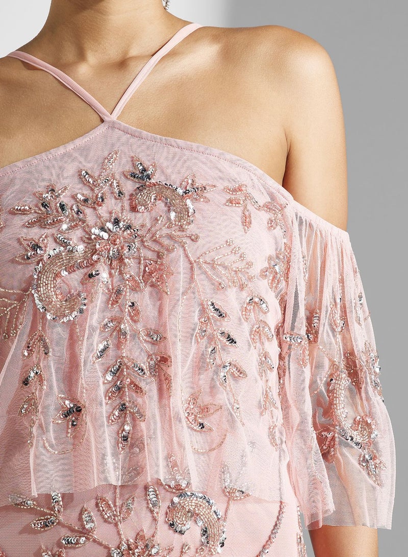 Namshi x Off Shouldered Embellished Dress  - Image 4