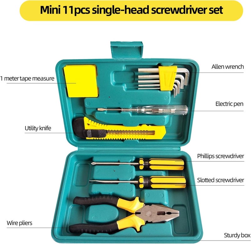 Favarey 11-Piece Household Tool Set with Portable Toolbox, Includes Pliers, Screwdrivers, Utility Knife & Hand Tools for Home Repair and Maintenance - Image 2