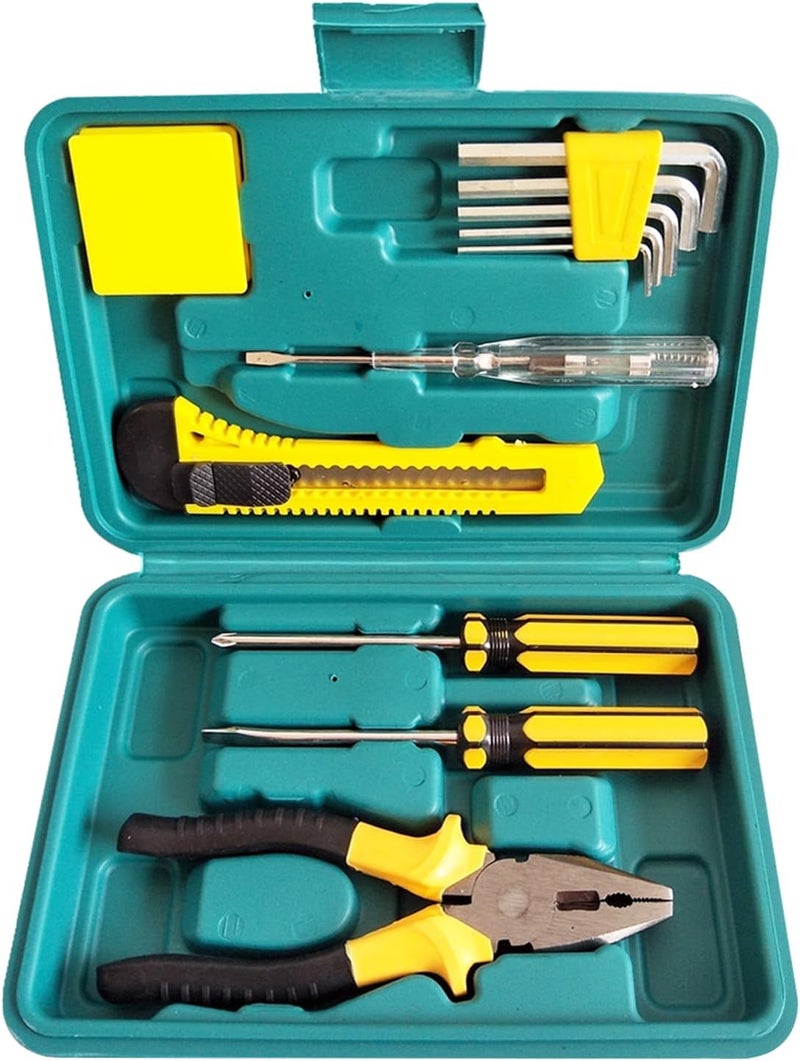 Favarey 11-Piece Household Tool Set with Portable Toolbox, Includes Pliers, Screwdrivers, Utility Knife & Hand Tools for Home Repair and Maintenance - Image 1