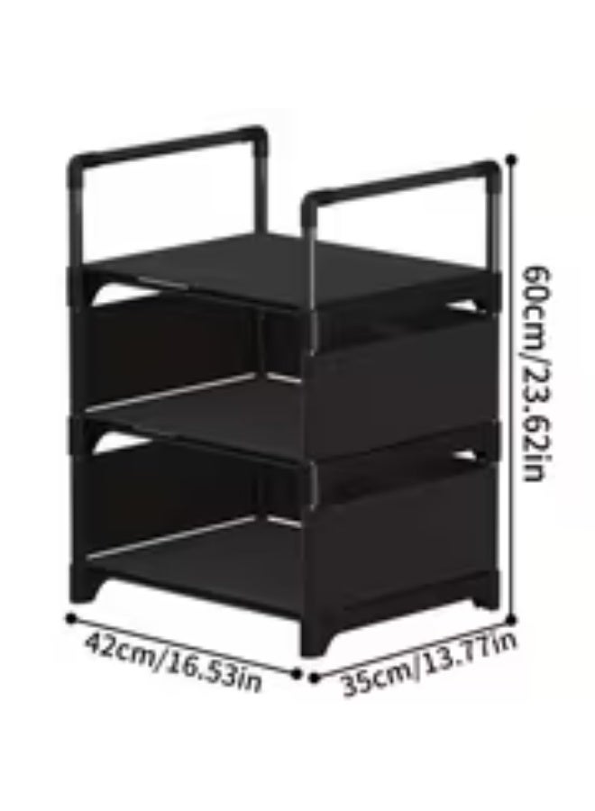إيروريكس رف تخزين أسود ثقيل التحمل 3 طبقات – هيكل معدني مع أرفف بلاستيك، تركيب سهل بدون أدوات موفر للمساحة - Image 2