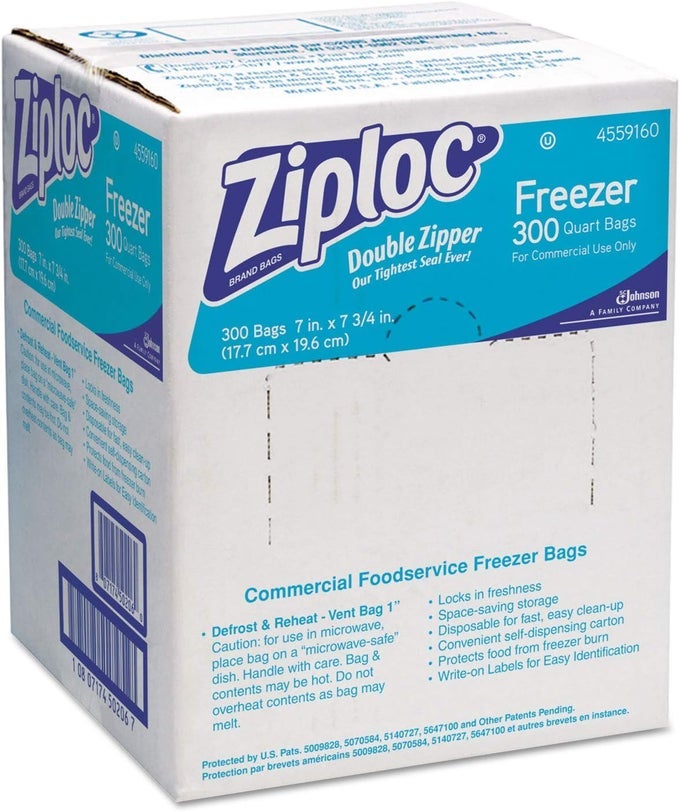 696187 DOUBLE ZIPPER FREEZER BAGS 1QT 27MIL 7 X 7 34 CLEAR WLABEL 300CARTON