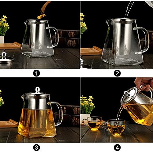 MENOVAS Glass Teapot with Infuser Borosilicate Glass Tea Pot with Tea Strainers for Loose Leaf Tea with Removable 304 Stainless Steel Infuser Microwavable and Stovetop Safe 750ML - Image 2