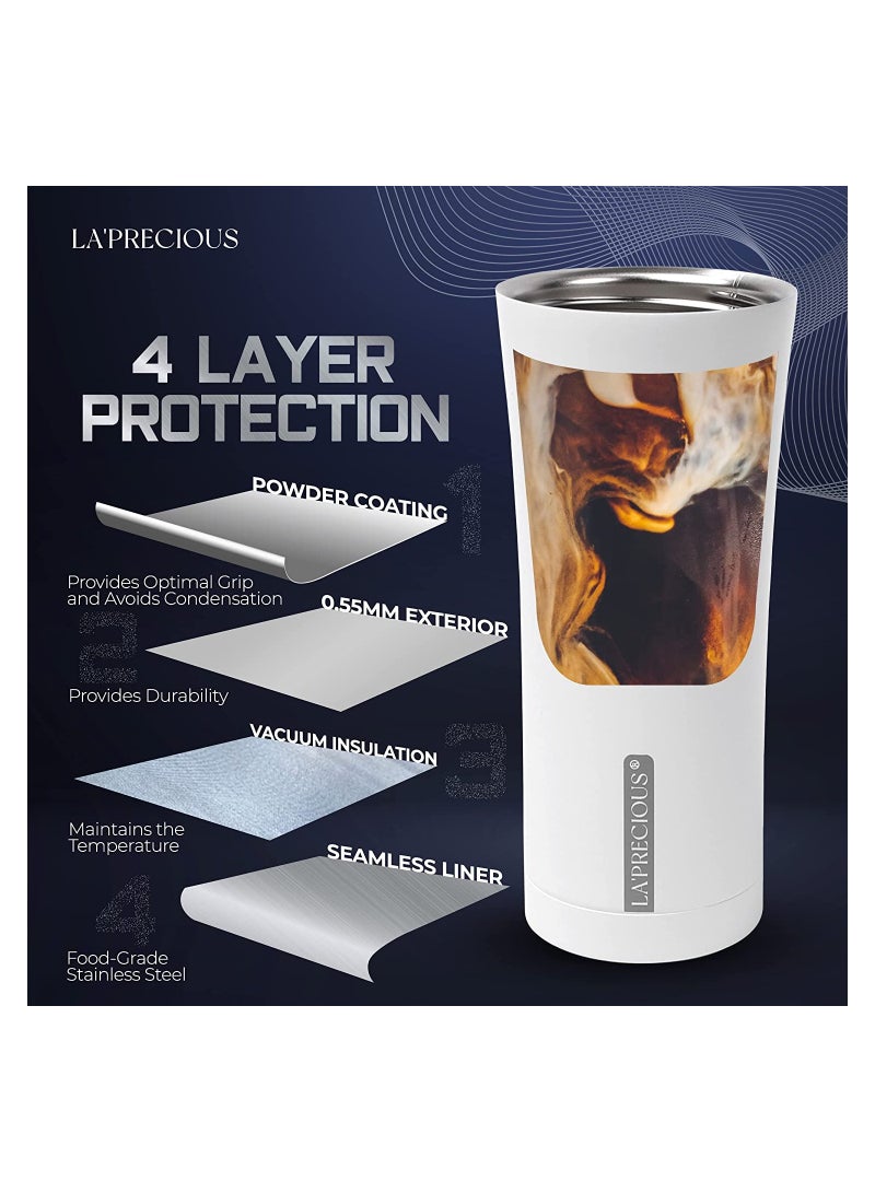 أل أيه بريشوس كوب قهوة للسفر من LA PRECIOUS 500 مل - كوب من الفولاذ المقاوم للصدأ معزول بالتفريغ - جدار مزدوج - فنجان قهوة حراري  - Image 2
