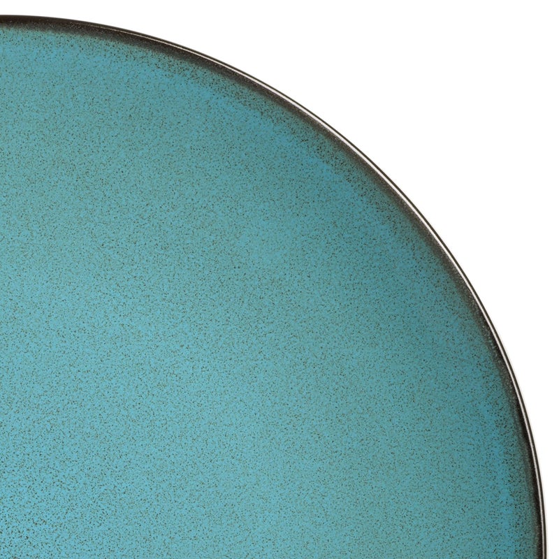 Gibson Elite Soho Lounge 16-Piece Round Reactive Glaze Stoneware Dinnerware Set, Service for 4 â€“ Teal Plates and Bowls - Image 4