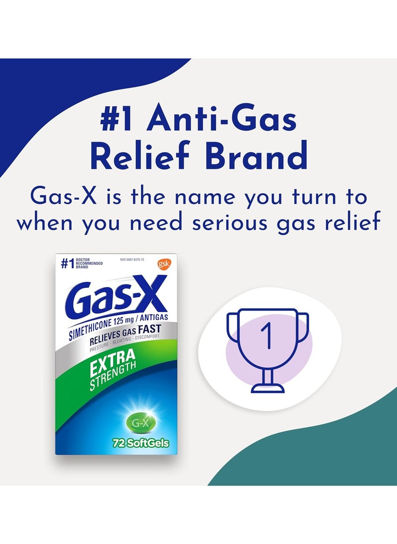 Gas-X Extra Strength Semithicone 125 mg Antigas, 72 SoftGels  - Image 3