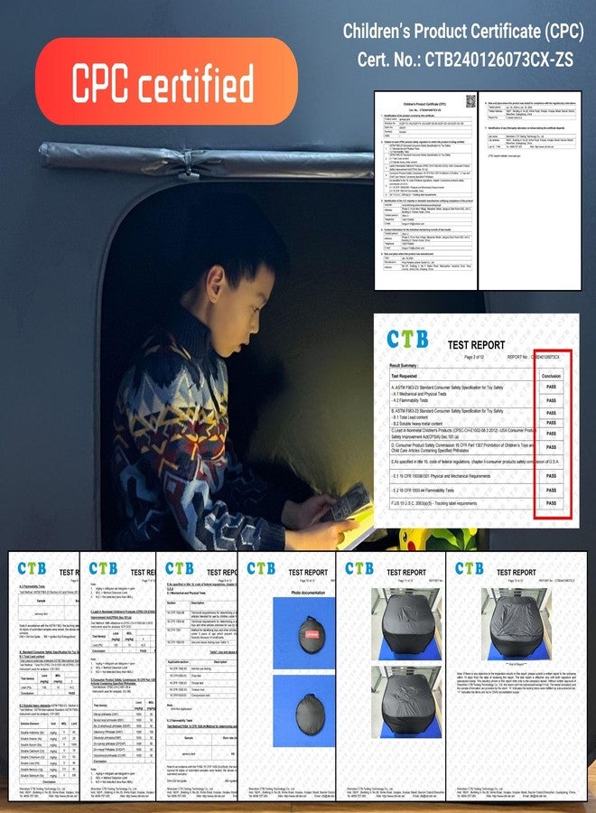 lukidoki Sensory Tent for Kids with Autism, ADHD, SPD - CPC Certification Black Out Calm Corner Hideout Den Helps Children Adults Relax Reduce Anxiety - Pop-up Autistic Sensory Room Play Tent - Image 3