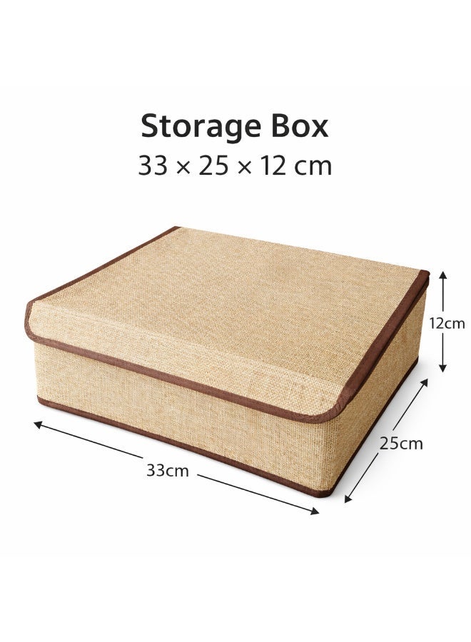 Fabric Storage Box with Lid, Closet Organizer with Dividers, Foldable Clothes Storage Bin for Underwear, Socks, Makeup & Accessories, Wardrobe Organizer Box 33 x 25 x 12 cm. Closet Storage Organizer Set Foldable Clothes Boxes - Image 5