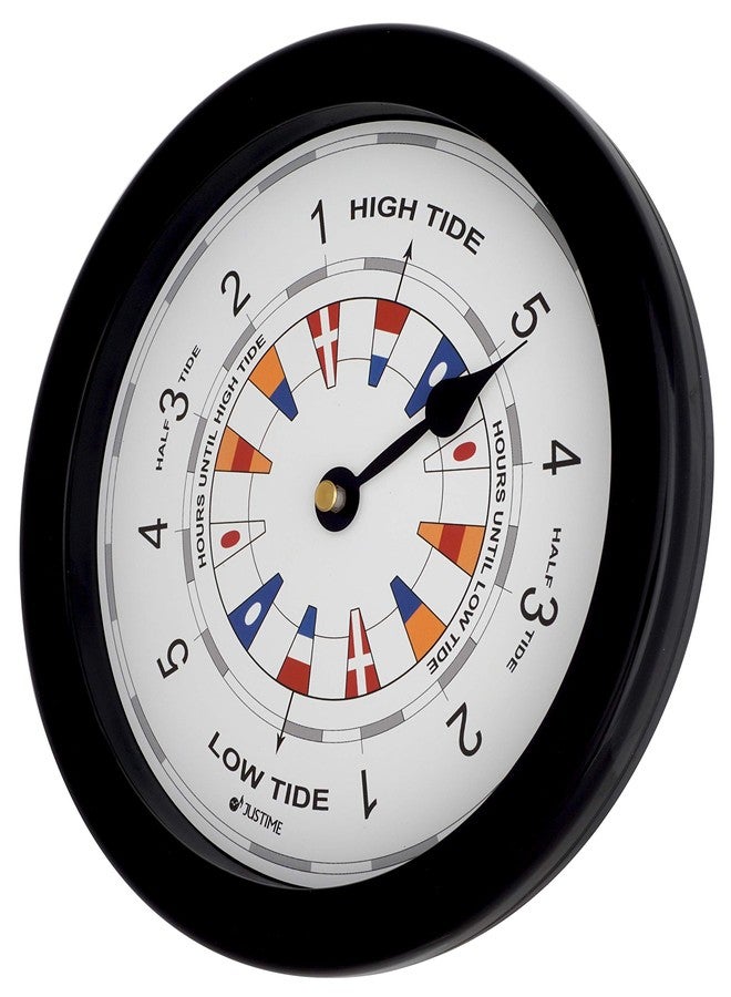 JUSTIME 8.5 Inch Atlantic Tide Clock for East Coast, High Tide Low Tide Clock with Plastic Water Resistant Case, Colorful Graphics Designed Home Wall Décor(TT020-Flag Black) - Image 2