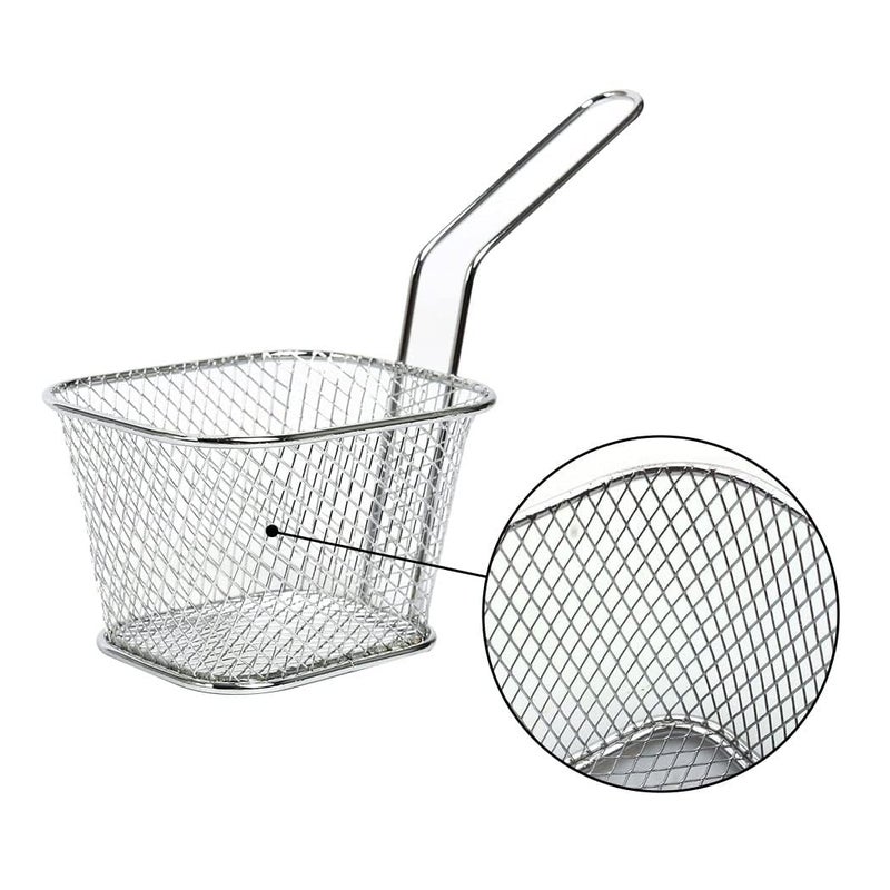 Rasikvar Stainless Steel French Fries Basket Potatoes Chips Chicken Mini Square Fried Mesh Food Stainer Suitable for Kitchen Restaurant Party Barbecue Strainer Baskets 2 - Image 2