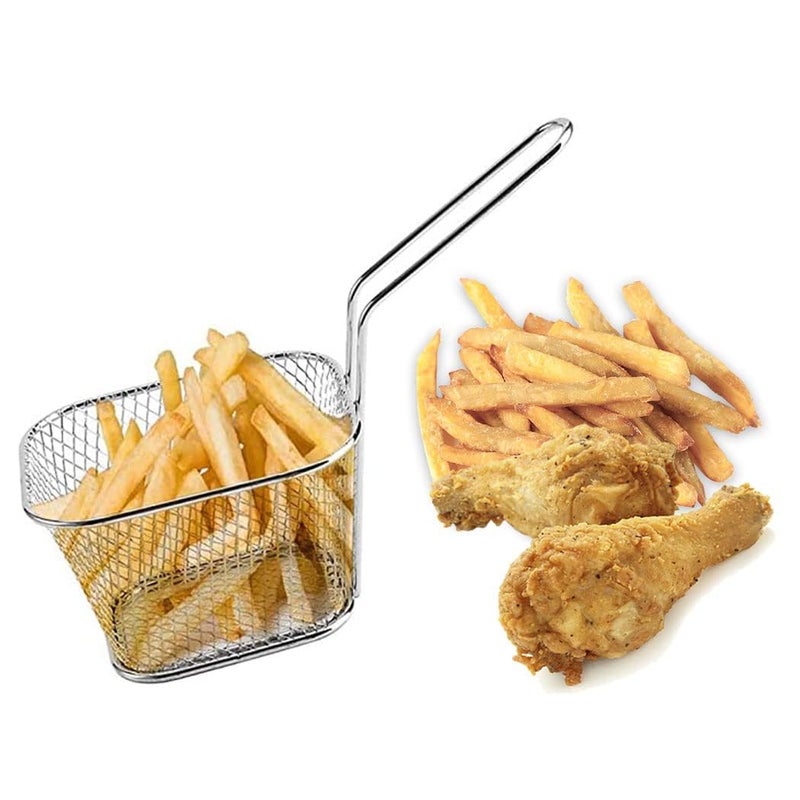 Rasikvar Stainless Steel French Fries Basket Potatoes Chips Chicken Mini Square Fried Mesh Food Stainer Suitable for Kitchen Restaurant Party Barbecue Strainer Baskets 2 - Image 3