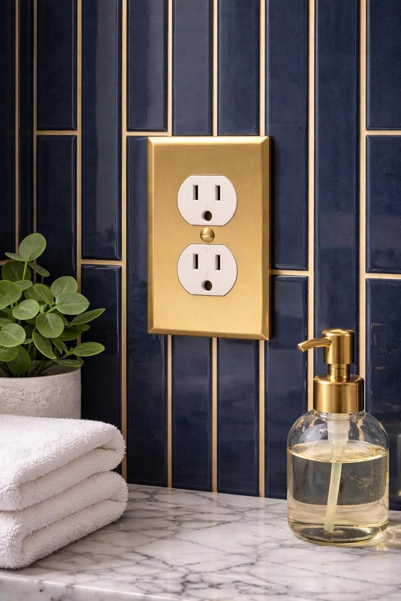 Rio Salto BRASS Brushed Gold Metal Duplex Receptacle Wall Plate â€” Outlet Covers Light Switch Cover Switch Plate â€” Signature Collection Decorative Brass Wall Plates 10-Pack Standard Size 2.75" X 4.50" - Image 4